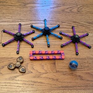 Colorful Fidget Spinner and Fidget Toys with small Bouncy Ball - 6 items